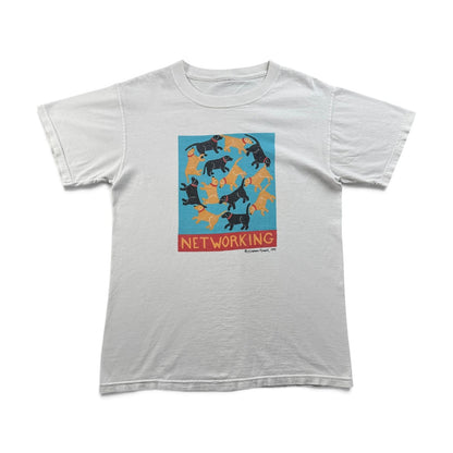 90s アートT 企業T 犬 ステファン ヒューネック Tシャツ NETWORKING stephen huneck 白 アニマル 2604-0173