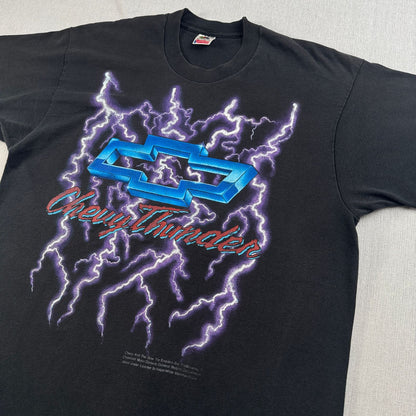 90s Chevrolet シボレー サンダー Tシャツ USA製 L 黒 旧車 アメ車 シングルステッチ 2604-0176