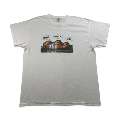 90s バドワイザー Budwiser カエル Tシャツ 白 XL 企業T プロモT ビール 2604-0181