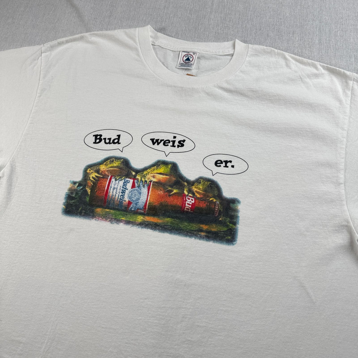 90s バドワイザー Budwiser カエル Tシャツ 白 XL 企業T プロモT ビール 2604-0181