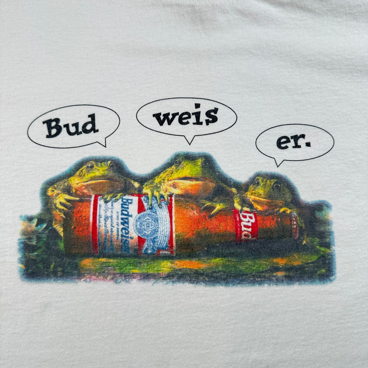 90s バドワイザー Budwiser カエル Tシャツ 白 XL 企業T プロモT ビール 2604-0181
