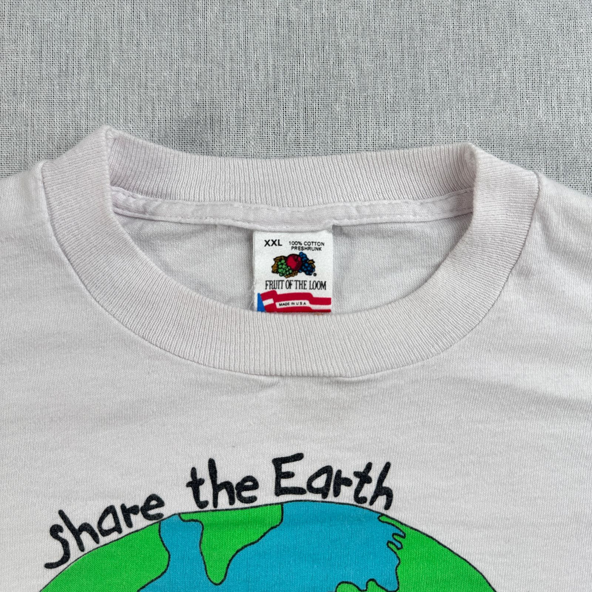 90s Tシャツ 動物 地球 FLETCHERS アートT 白 2XL USA製 シングルステッチ 2604-0189