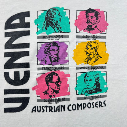 90s オーストリア 作曲家 アートT 偉人 Tシャツ 白 2XL VIENNA シングルステッチ 2604-0190