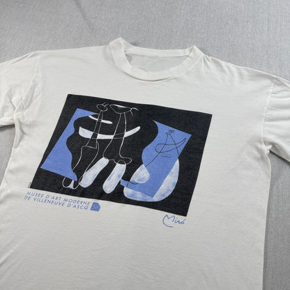 90s ジョアンミロ Joan Miro Tシャツ アートT フランス ラ・マム美術館 白 シングルステッチ 2604-0191