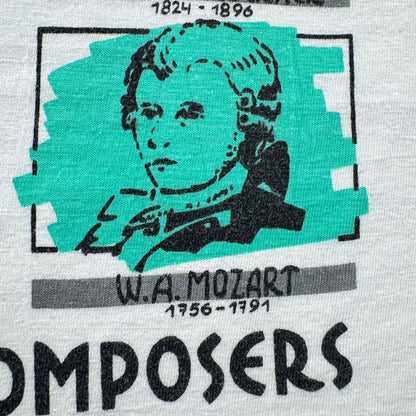 90s オーストリア 作曲家 アートT 偉人 Tシャツ 白 2XL VIENNA シングルステッチ 2604-0190