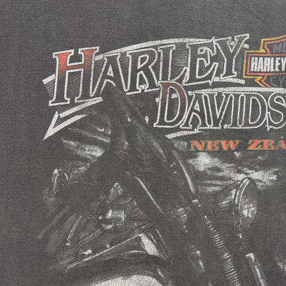 90s ハーレーダビットソン オーストラリア製 Tシャツ フェード 2XL 黒 Harley Davidson モーターサイクル シングルステッチ 2604-0216