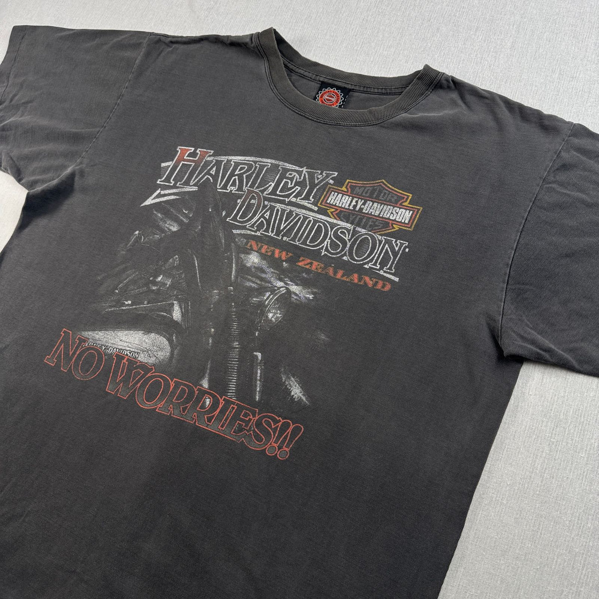 90s ハーレーダビットソン オーストラリア製 Tシャツ フェード 2XL 黒 Harley Davidson モーターサイクル シングルステッチ 2604-0216