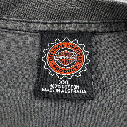 90s ハーレーダビットソン オーストラリア製 Tシャツ フェード 2XL 黒 Harley Davidson モーターサイクル シングルステッチ 2604-0216