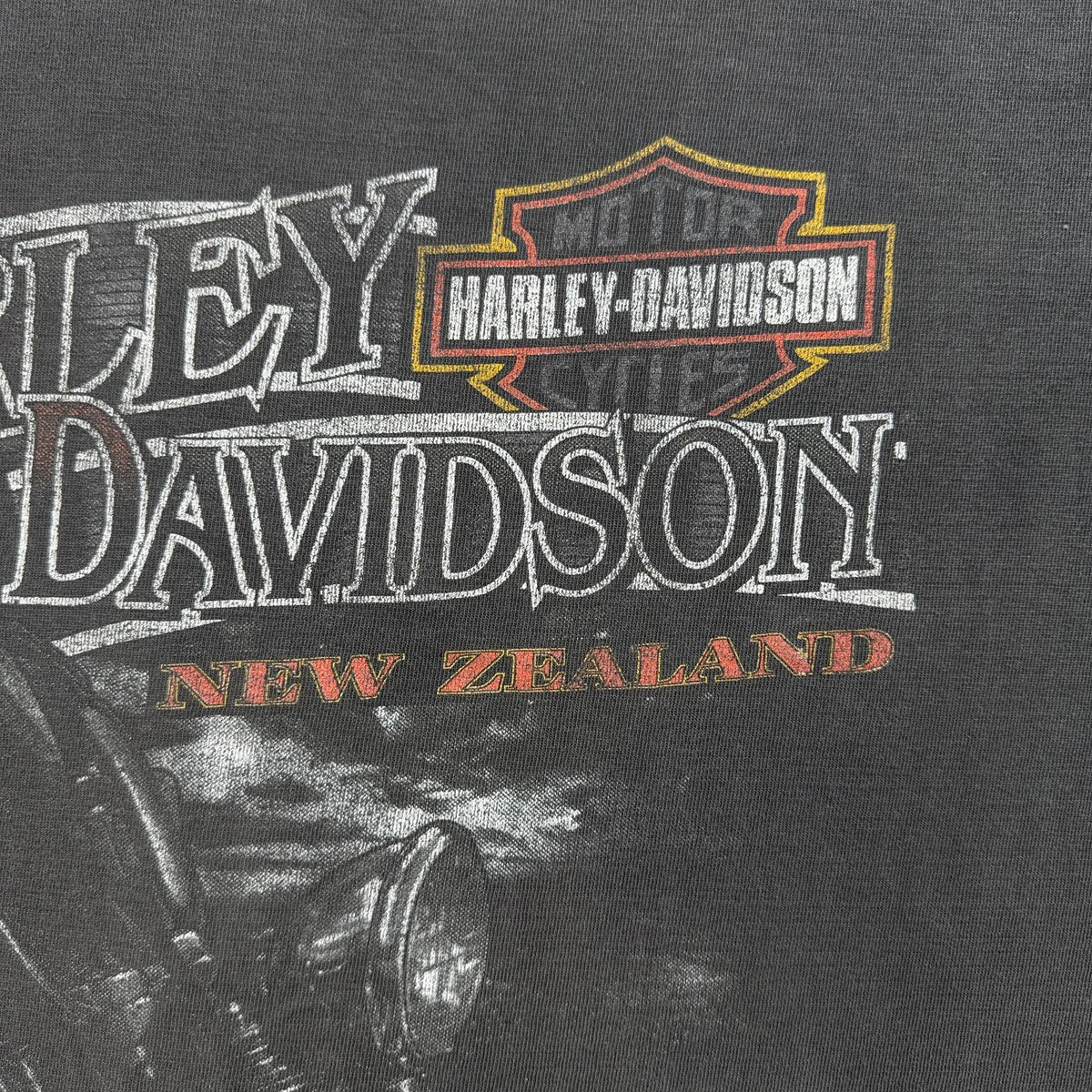 90s ハーレーダビットソン オーストラリア製 Tシャツ フェード 2XL 黒 Harley Davidson モーターサイクル シングルステッチ 2604-0216