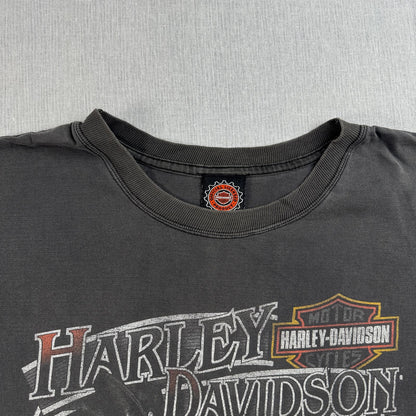 90s ハーレーダビットソン オーストラリア製 Tシャツ フェード 2XL 黒 Harley Davidson モーターサイクル シングルステッチ 2604-0216
