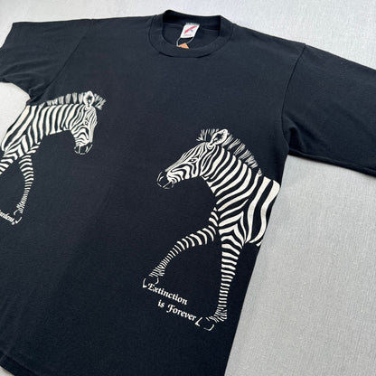 90s シマウマ USA製 Tシャツ アートT アニマル XL Harlequin シングルステッチ 両面 2604-0236