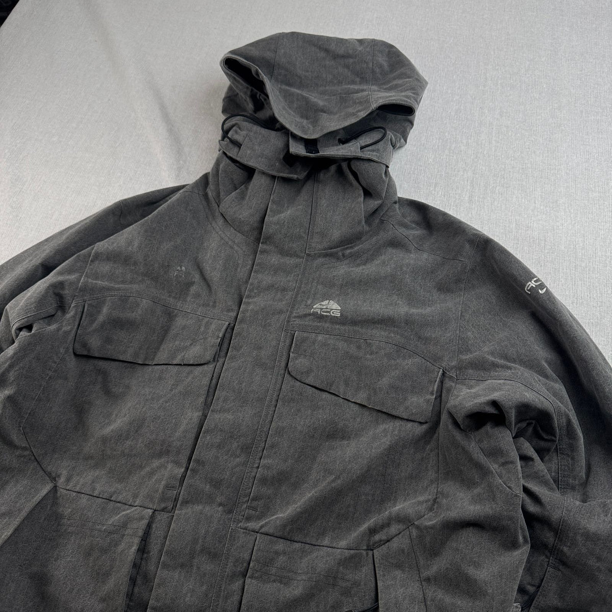00s NIKE ACG ガーメント マウンテンパーカー シェルジャケット ナイロンジャケット ナイキ スノージャケット テック系 フード着脱式 L グレー 2604-0036