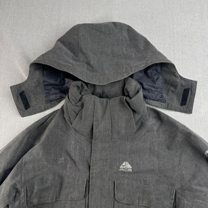00s NIKE ACG ガーメント マウンテンパーカー シェルジャケット ナイロンジャケット ナイキ スノージャケット テック系 フード着脱式 L グレー 2604-0036