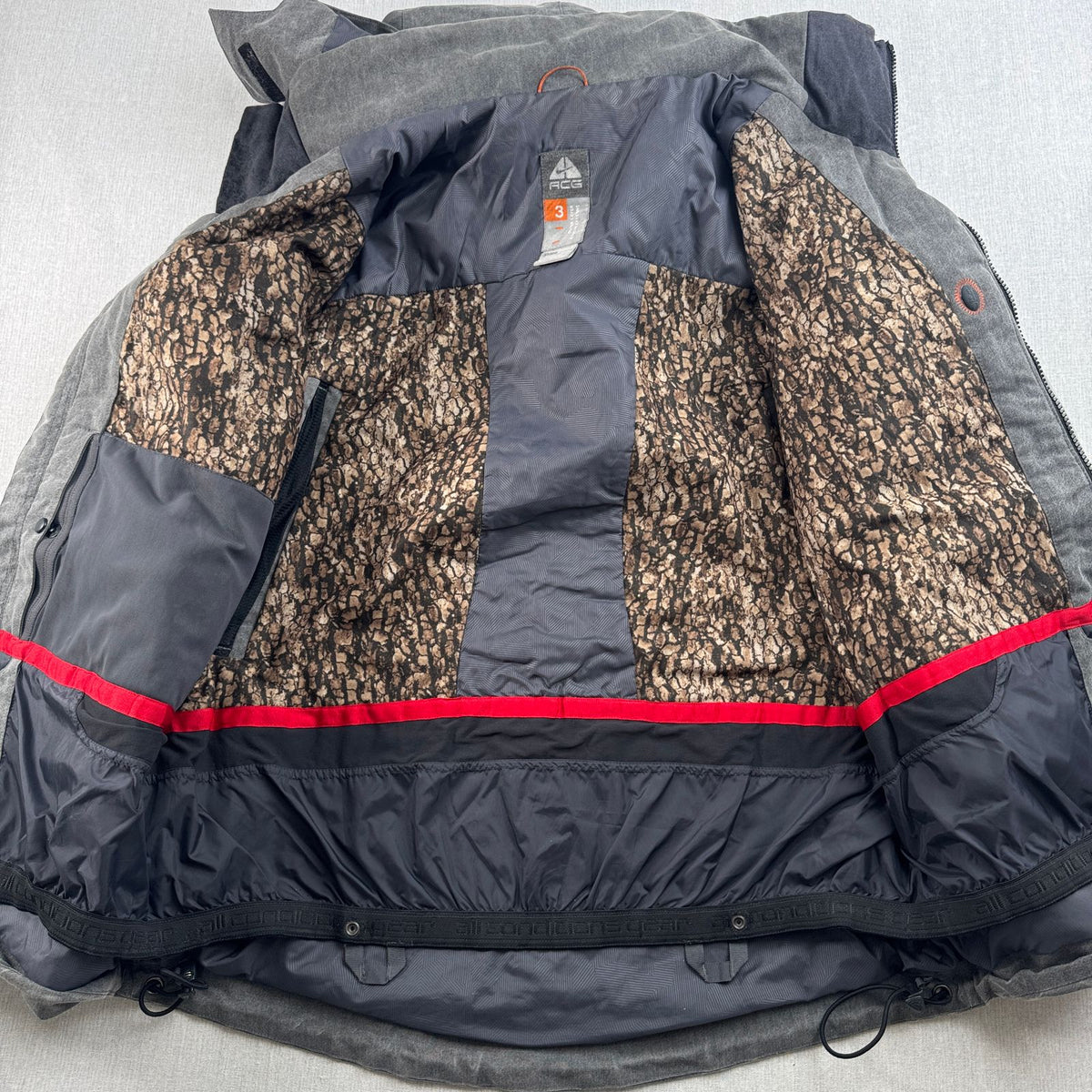 00s NIKE ACG ガーメント マウンテンパーカー シェルジャケット ナイロンジャケット ナイキ スノージャケット テック系 フード着脱式 L グレー 2604-0036