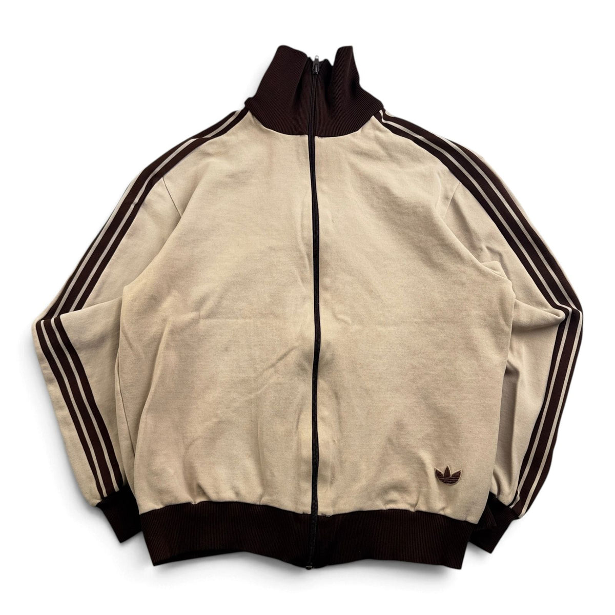 70s adidas アディダス トラックジャケット ベージュ 4号 ジャージ デサント製 西ドイツ 2604-0012