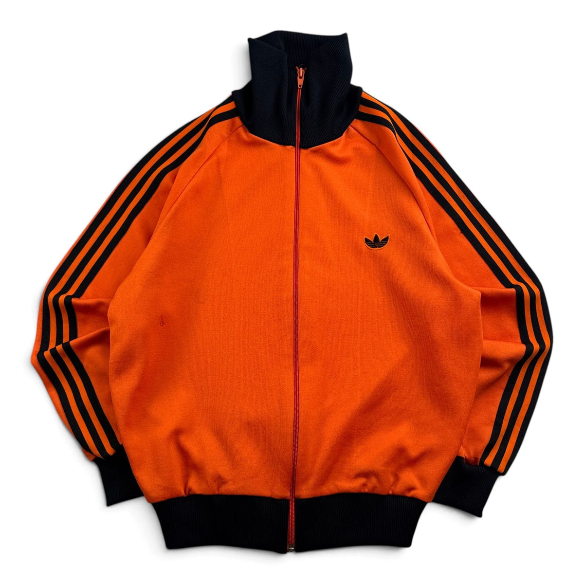 80s adidas アディダス トラックジャケット オレンジ 黒 2号 デサント製 ジャージ 2604-0032