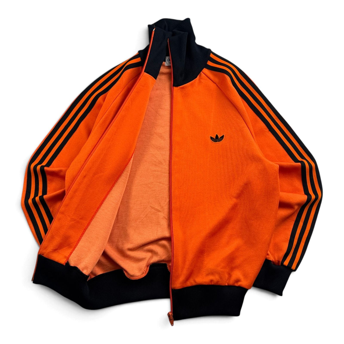 80s adidas アディダス トラックジャケット オレンジ 黒 2号 デサント製 ジャージ 2604-0032
