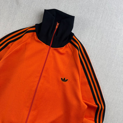 80s adidas アディダス トラックジャケット オレンジ 黒 2号 デサント製 ジャージ 2604-0032