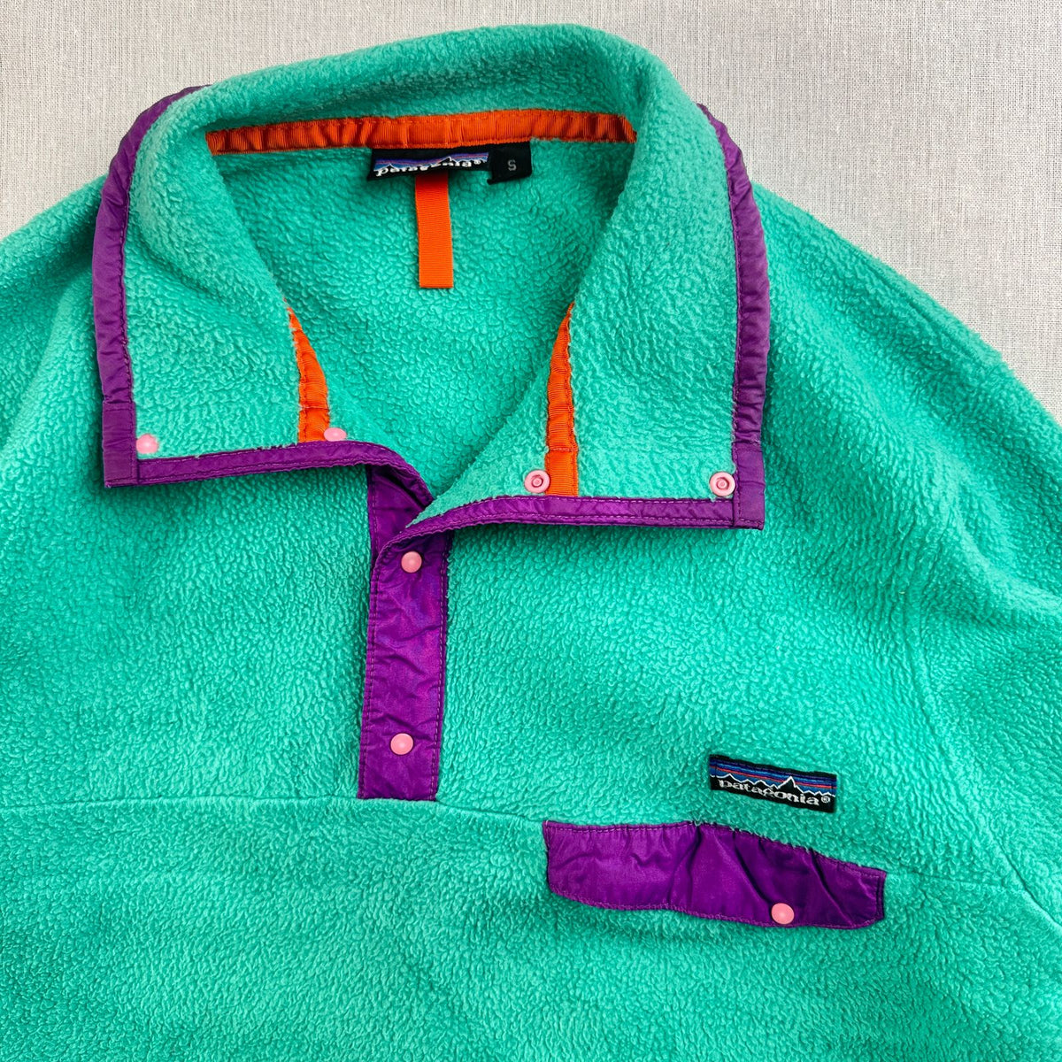 90s パタゴニア スナップT エメラルド USA製 フリース patagonia snapT Scaribbean magenta S 2604-0009