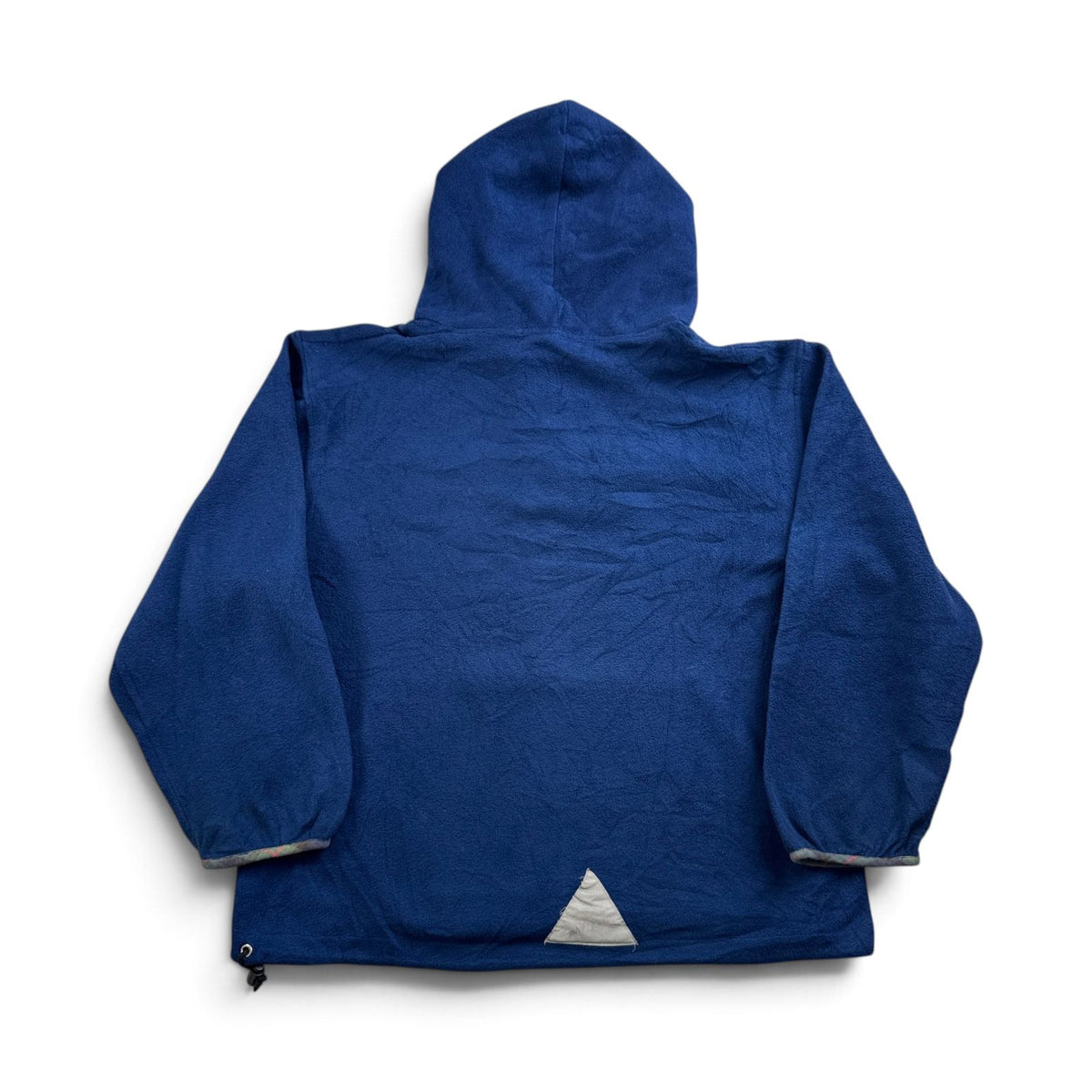 80s L.L.Bean エルエルビーン フリース プルオーバー パーカー 筆記体ロゴ 刺繍 チェック裏地 スナップボタン ネイビー USA製 2605-00193