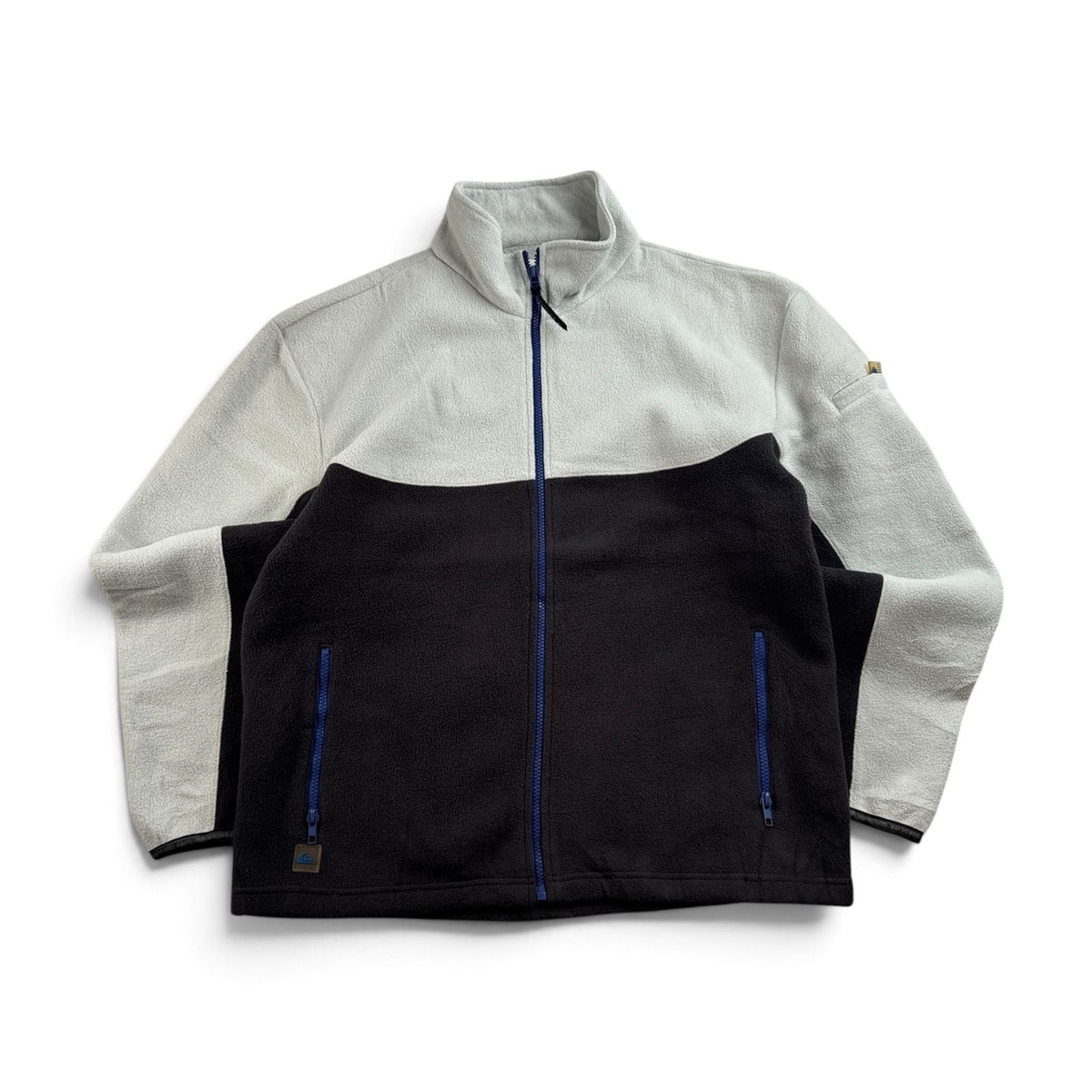 90s 00s 未使用品 Quiksilver クイックシルバー フリースジャケット フルジップ バイカラー グレー×ブラック 香港製 M 2605-00199