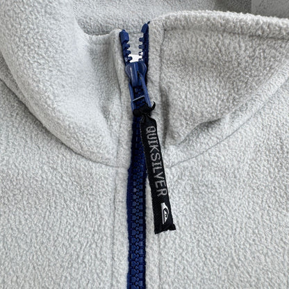 90s 00s 未使用品 Quiksilver クイックシルバー フリースジャケット フルジップ バイカラー グレー×ブラック 香港製 M 2605-00199