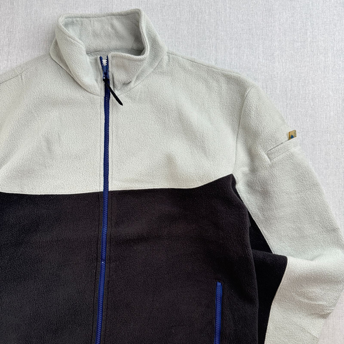 90s 00s 未使用品 Quiksilver クイックシルバー フリースジャケット フルジップ バイカラー グレー×ブラック 香港製 M 2605-00199