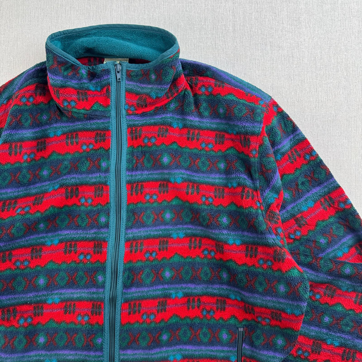 80s L.L.Bean エルエルビーン アズテック ネイティブ柄 フリースジャケット フルジップ マルチカラー USA製 2605-00204