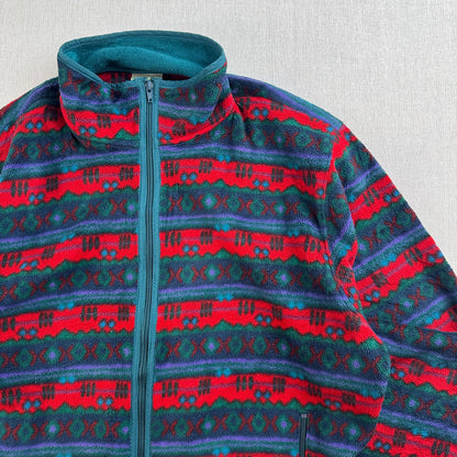 80s L.L.Bean エルエルビーン アズテック ネイティブ柄 フリースジャケット フルジップ マルチカラー USA製 2605-00204