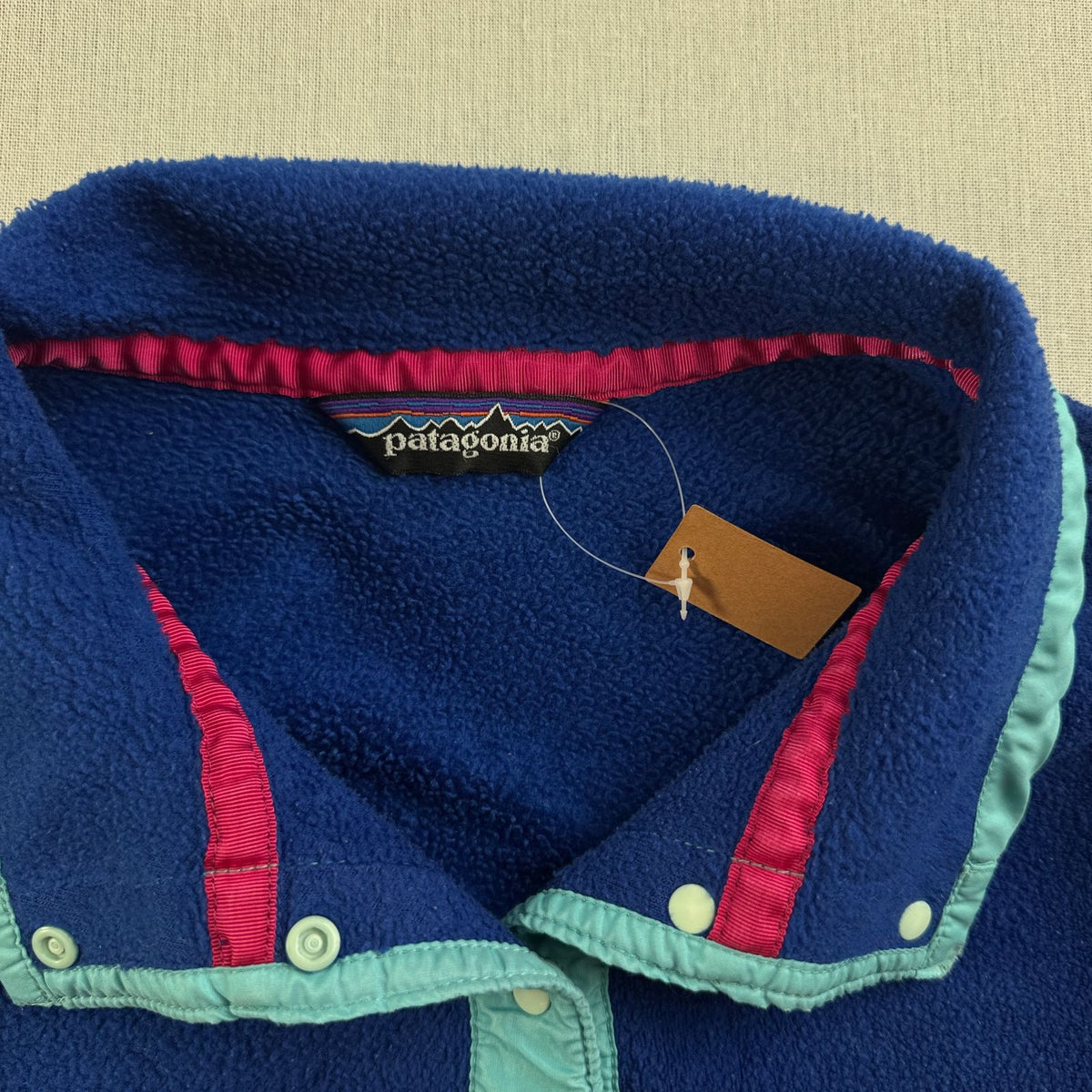80s Patagonia パタゴニア Synchilla シンチラ スナップT 前立てナイロン 三角タグ フリース snapT スナップボタン ロイヤルブルー 2605-00217