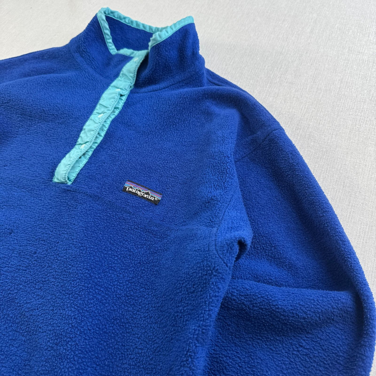 80s Patagonia パタゴニア Synchilla シンチラ スナップT 前立てナイロン 三角タグ フリース snapT スナップボタン ロイヤルブルー 2605-00217