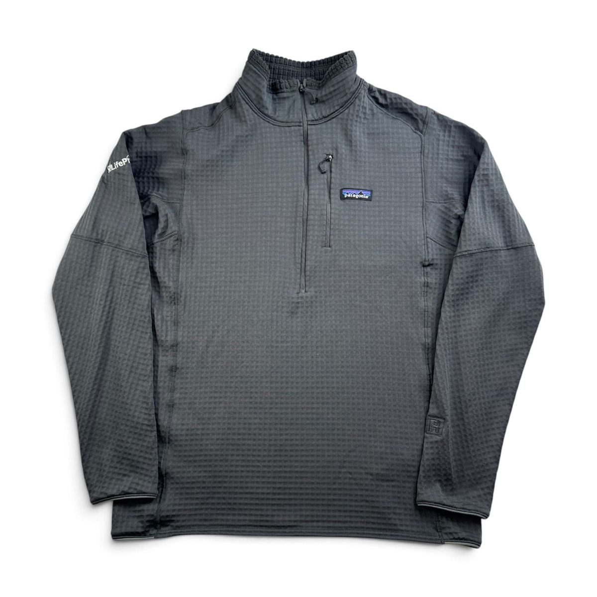美品 Patagonia パタゴニア R1 グリッドフリース Polartec ポーラテック ハーフジップ プルオーバー 黒 ブラック 企業 L 2605-00270