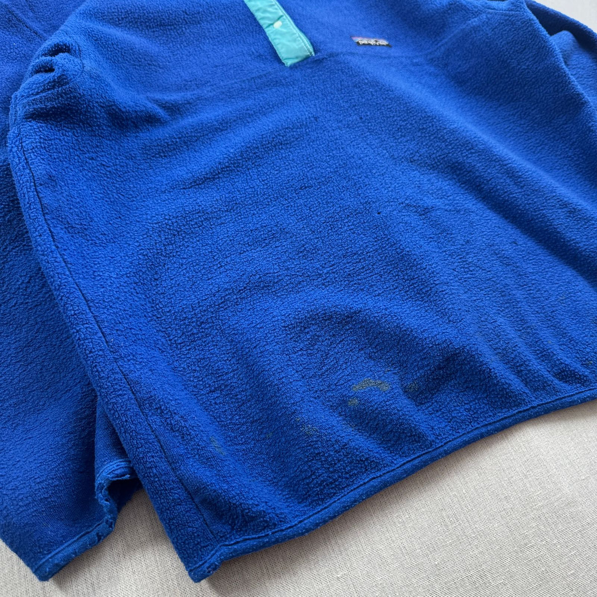 80s Patagonia パタゴニア Synchilla シンチラ スナップT 前立てナイロン 三角タグ フリース snapT スナップボタン ロイヤルブルー 2605-00217