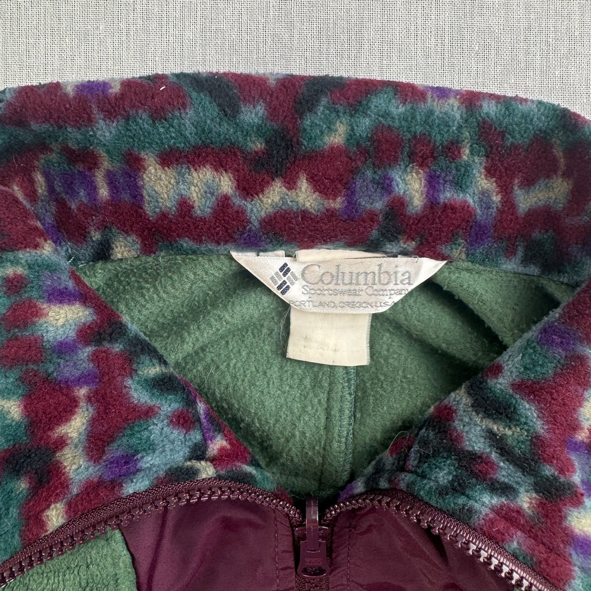 90s Columbia コロンビア リバーシブル フリース ジャケット グリーン パープル 2605-00294