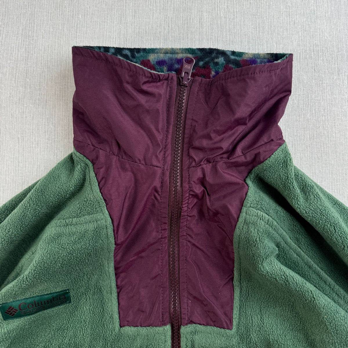 90s Columbia コロンビア リバーシブル フリース ジャケット グリーン パープル 2605-00294