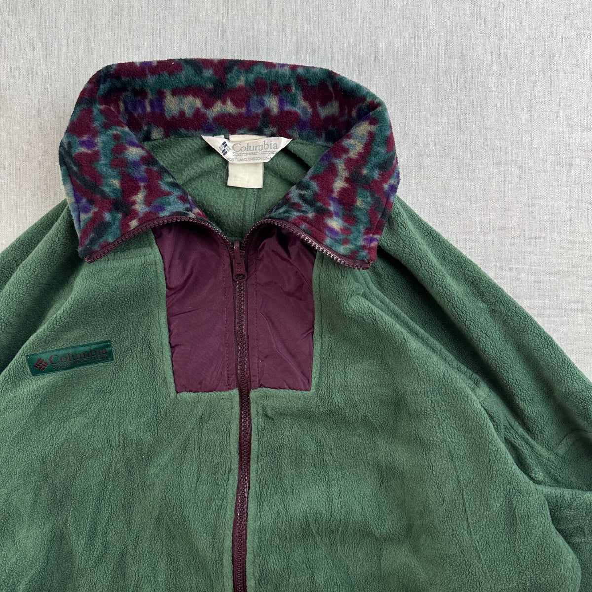90s Columbia コロンビア リバーシブル フリース ジャケット グリーン パープル 2605-00294