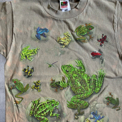 90s カエル 総柄 フルーツオブザルーム 14/16 カーキ a-u-2505-019