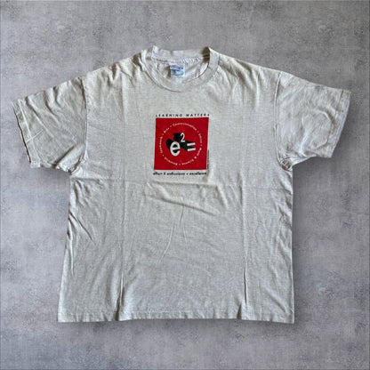 90s e2= 教育系プロモT アインシュタイン Hanes XL グレー a-u-2505-008