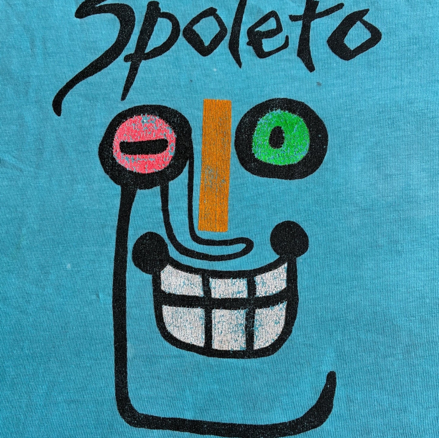 80s Spoleto Festival アートT USA製 Hanes 水色 XL a-u-2505-029