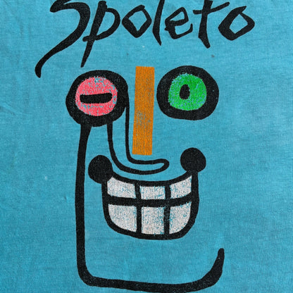 80s Spoleto Festival アートT USA製 Hanes 水色 XL a-u-2505-029