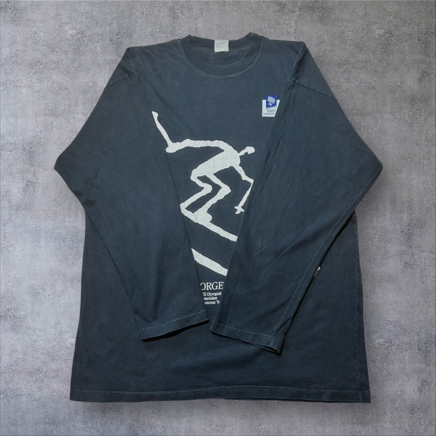 90s ノルウェー リレハンメル オリンピック アルペンスキー ロンT 黒 NORGE a-u-2505-035