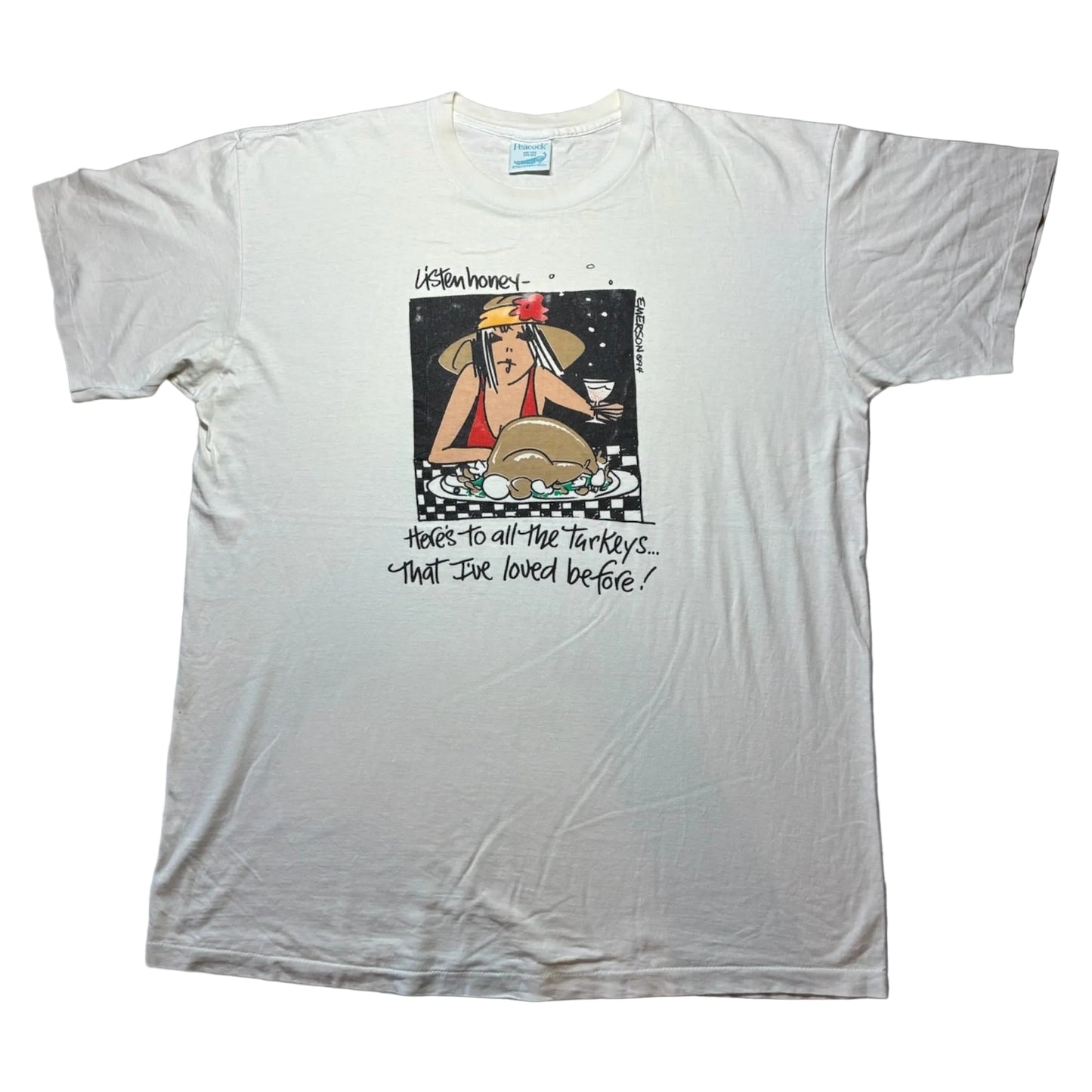 90s アートT EMERSON 94 Peacock USA製 ホワイト a-u-2505-048