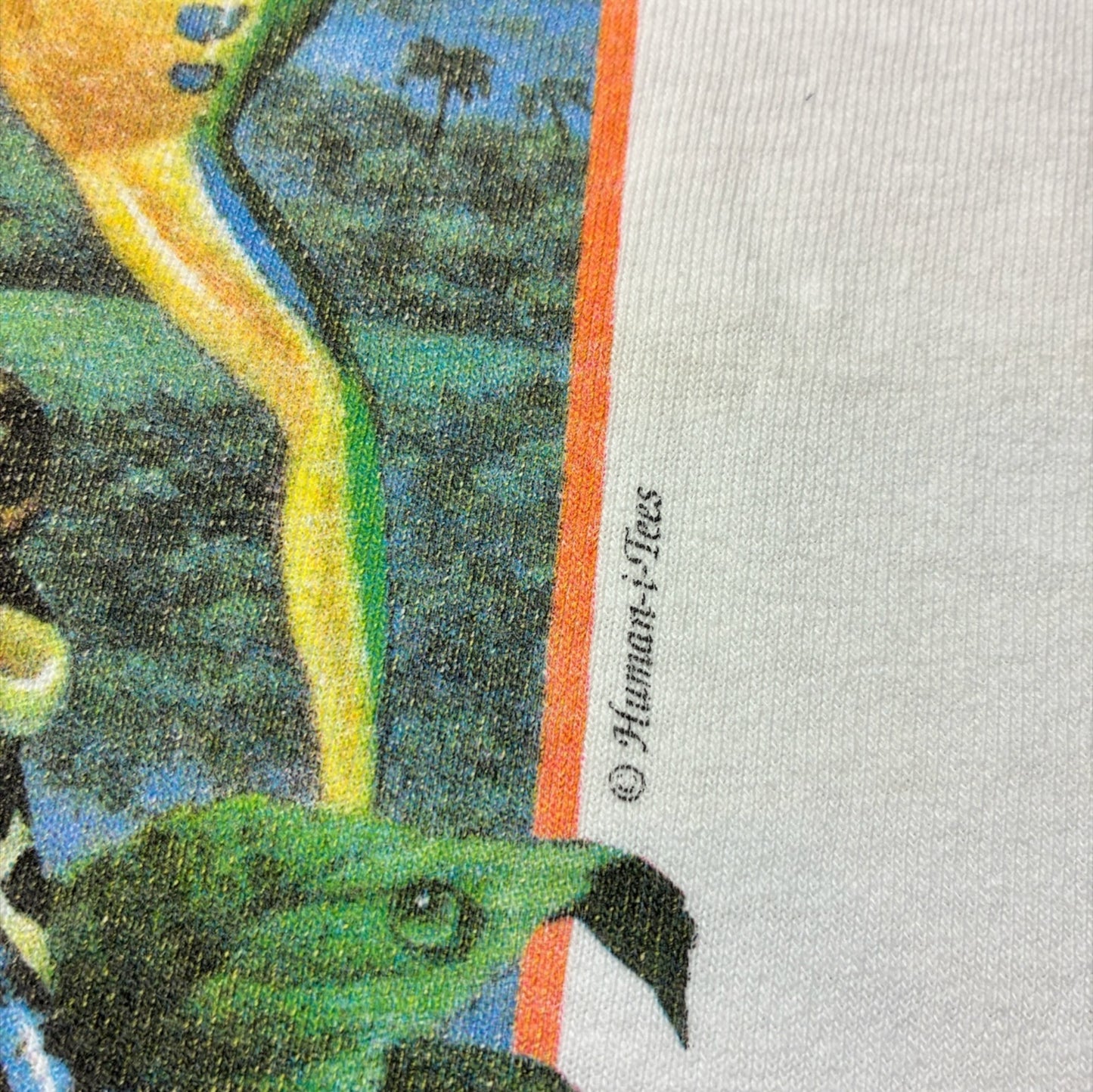 90s human i tee カエル アニマルT anvil USA製 ホワイト M a-u-2505-050