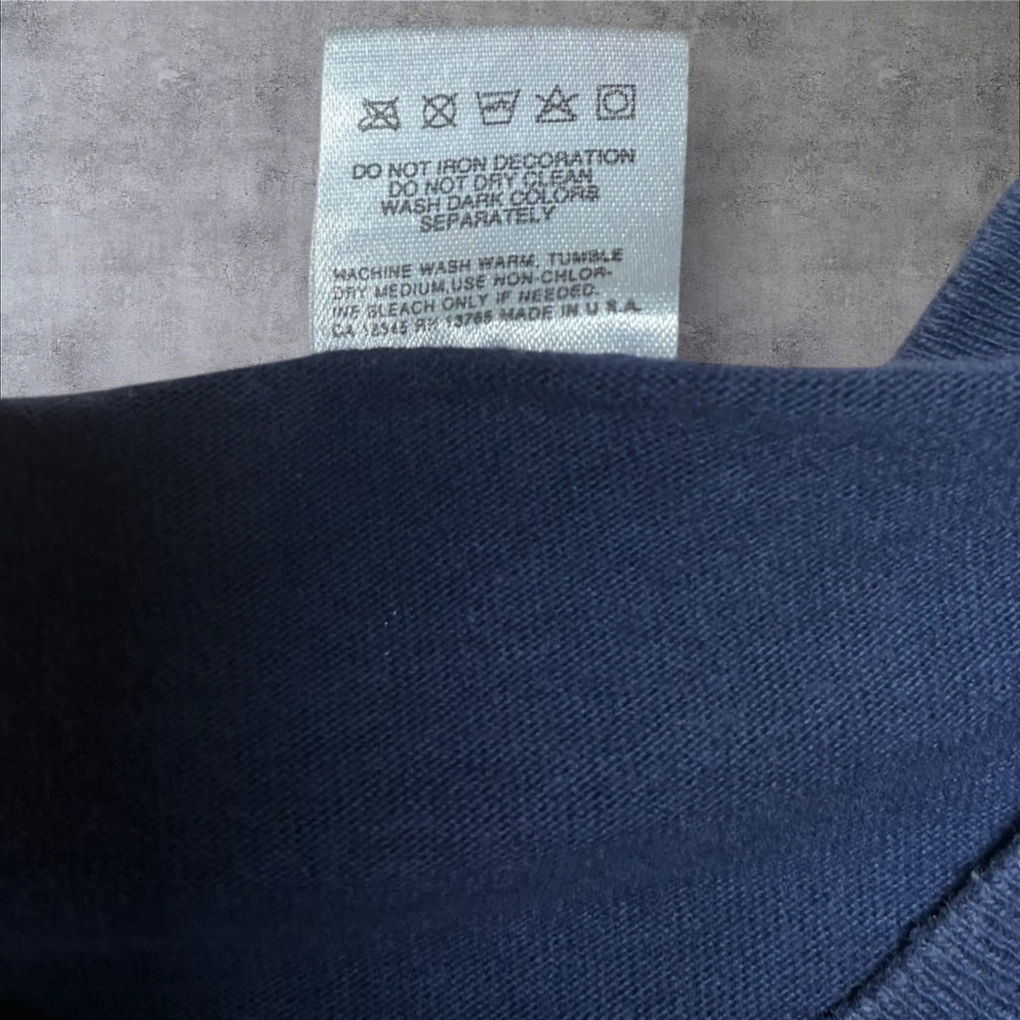 90sb Crazy For You ミュージカルT フルーツオブザルーム USA製 XL ネイビー a-u-2505-041