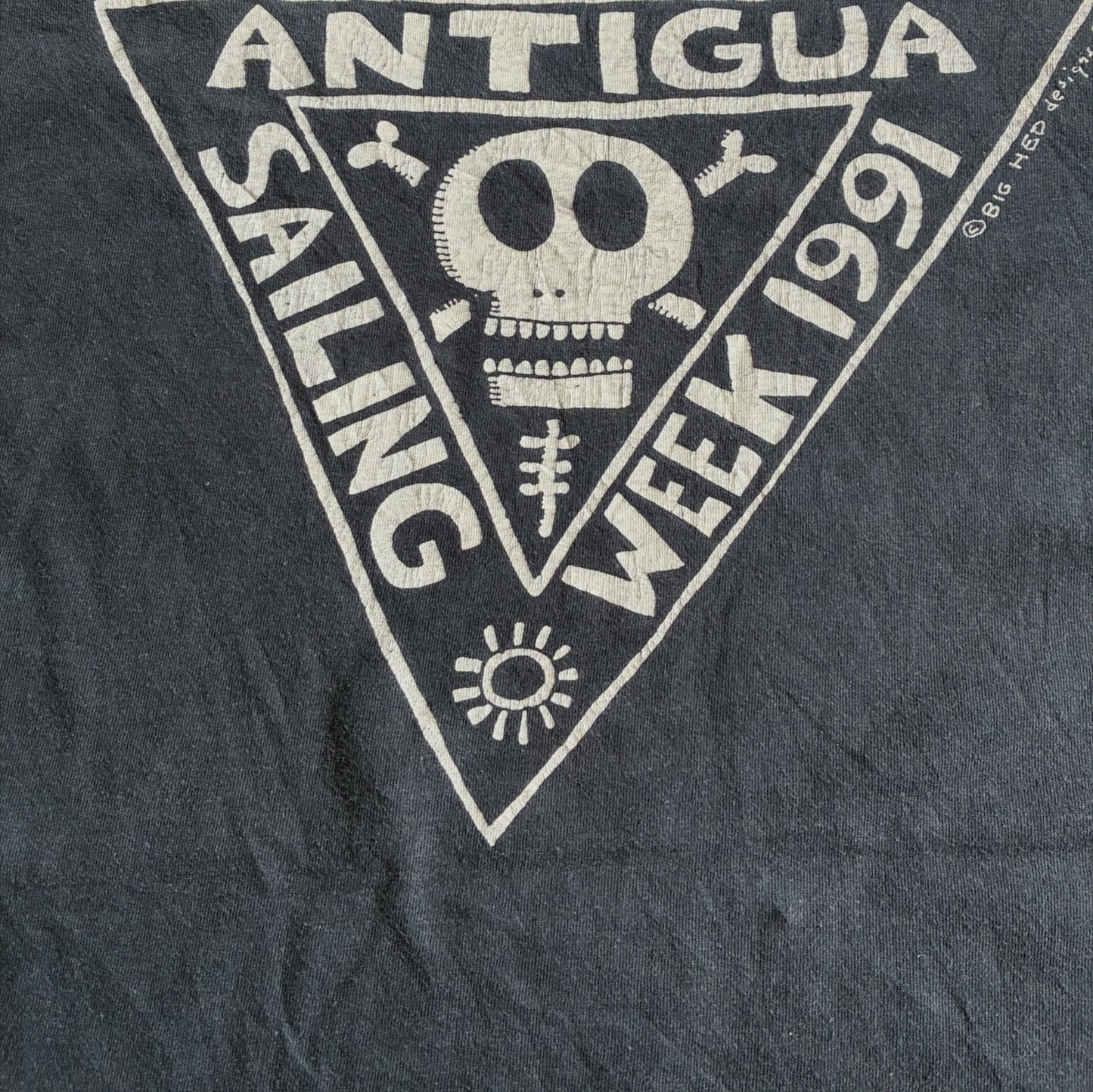 90s ビッグヘッド BIGHED ドクロ ANTIGUA ONEITA USA製 XL  ブラック 91年 a-u-2505-014