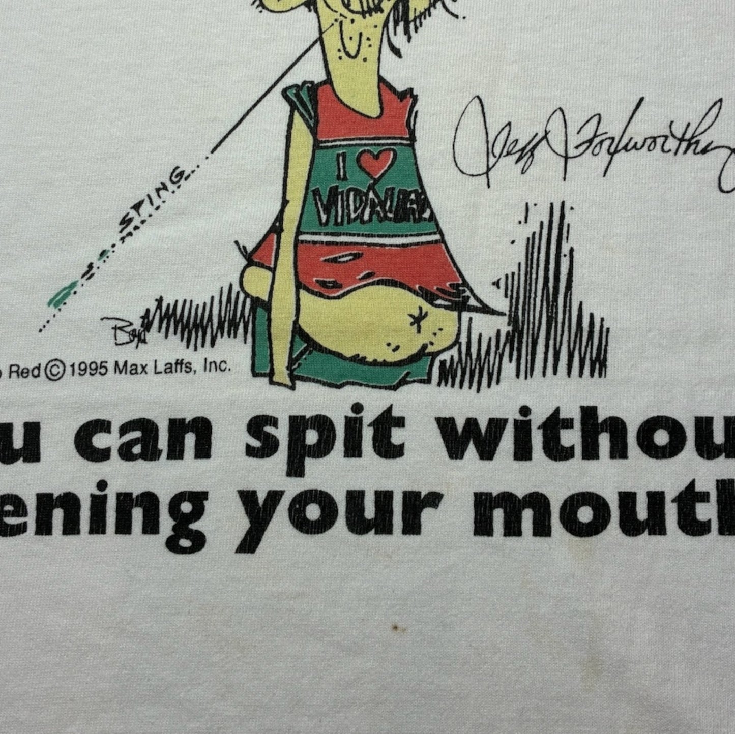 90s ジョークT Max Laffs CLUB RED デルタ USA製 ホワイト XL a-u-2505-038