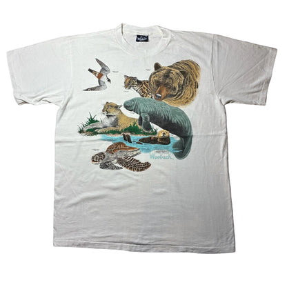 90s WOOLRICH アニマルT USA製 ホワイト XL a-u-2505-070