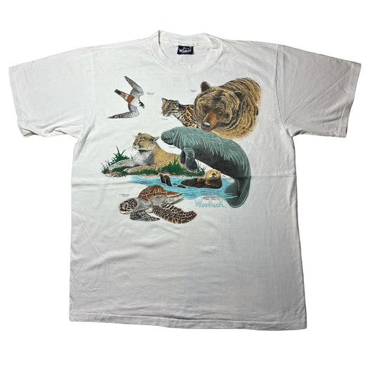 90s WOOLRICH アニマルT USA製 ホワイト XL a-u-2505-070