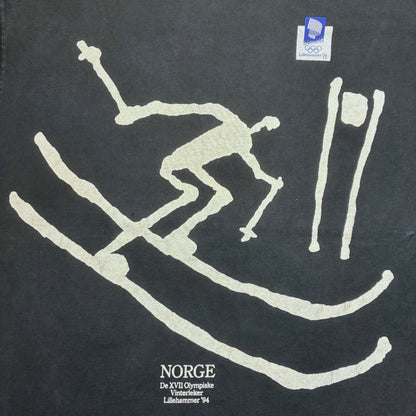 90s ノルウェー リレハンメル オリンピック アルペンスキー ロンT 黒 NORGE a-u-2505-035