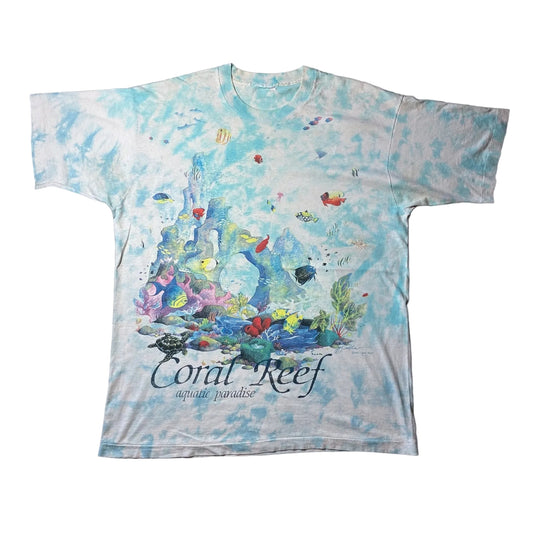 90s LIQUID BLUE Coral Reaf 魚 アートT タイダイ a-u-2505-085